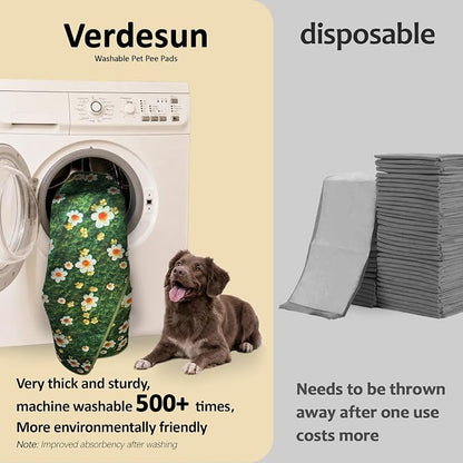 Washable Pee Pads for Dogs, Reusable Puppy Potty Training Pads, Ultra-Absorbent Thick Waterproof Leak-Proof Non-Slip Pads & Mat for Crate, Playpen, Floor, Whelping & Housebreaking , 2 Pack 36"x36"