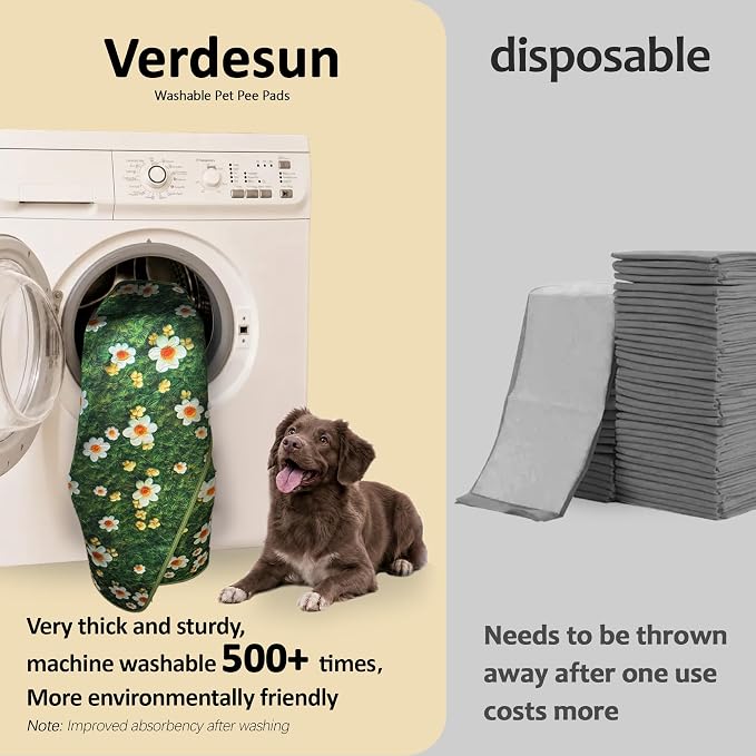 Washable Pee Pads for Dogs, Reusable Puppy Potty Training Pads, Ultra-Absorbent Thick Waterproof Leak-Proof Non-Slip Pads & Mat for Crate, Playpen, Floor, Whelping & Housebreaking , 2 Pack 54"x54"