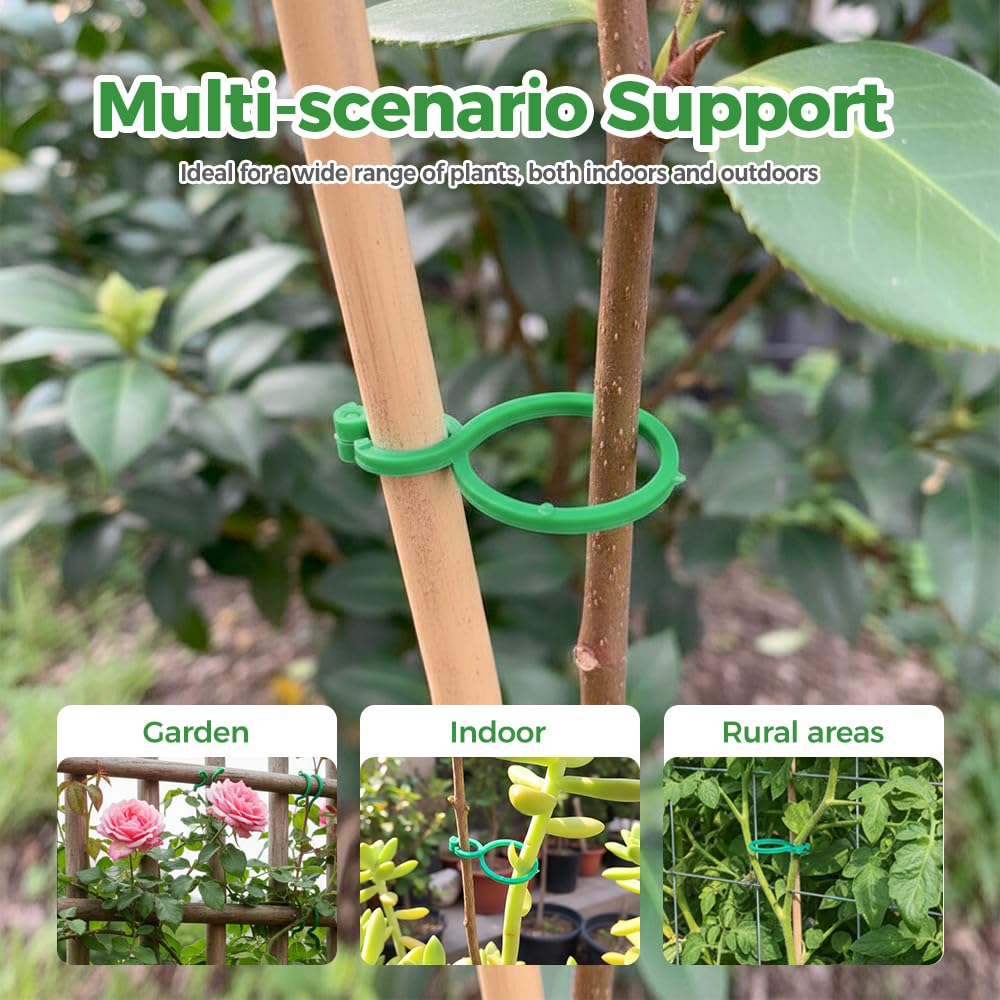 muxou Plant Stem Support,Plastic Plant Clips for Climbing Plants,Tomato Vine Clips,Plant Fixing Clips,Garden Clips (Green 50pcs)
