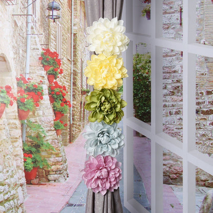 2pcs Flower Curtain Buckles, Decorative Contemporary Style Curtain Ties with Large Flower Designs, Adjustable Length Curtain Ties for Indoor and Outdoor