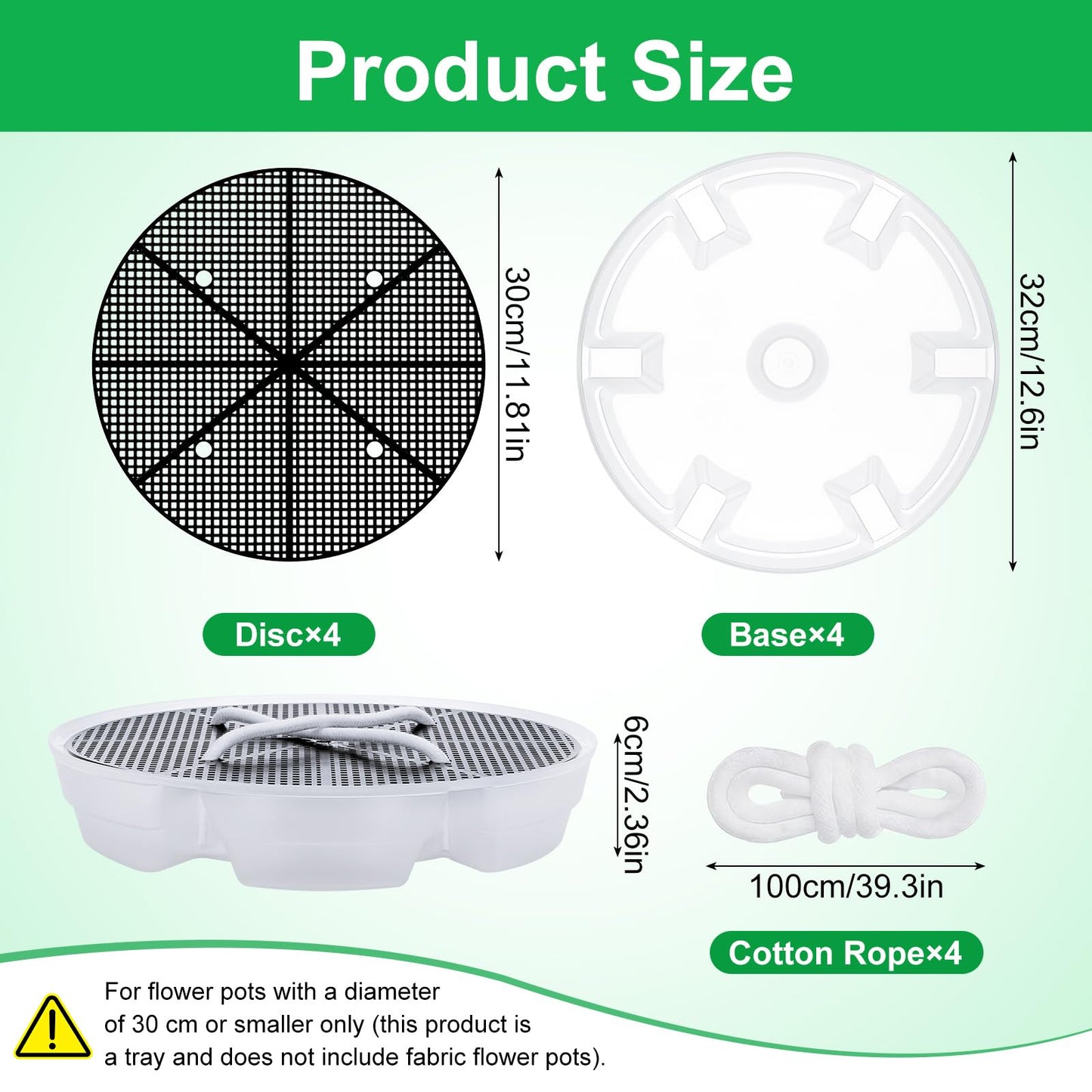 Yimomoyi 4 Pack Self-Watering Fabric Pot Base - Auto-Irrigation System Plant Saucer, Auto Watering Plant Water Tray Self Watering System for Indoor Greenhouse Grow Tent Garden