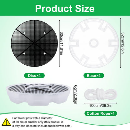 Yimomoyi 4 Pack Self-Watering Fabric Pot Base - Auto-Irrigation System Plant Saucer, Auto Watering Plant Water Tray Self Watering System for Indoor Greenhouse Grow Tent Garden