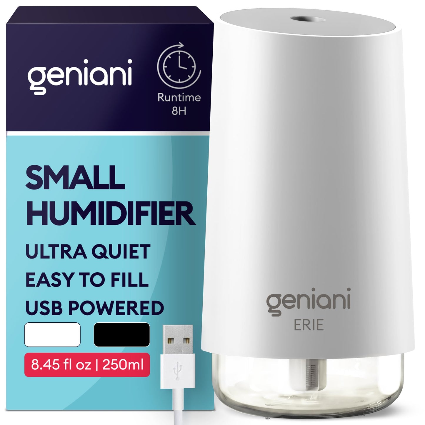 GENIANI Ultrasonic Cool Mist Humidifier for Bedroom, Large Rooms, Home, 4L - Easy Fill & Clean Humidifier for Plants w/Auto Shut-off, 40H Runtime - Quiet, Top Fill Air Humidifier