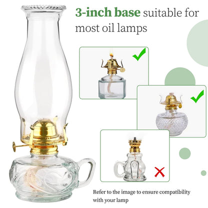 Oil Lamp Chimney Replacement – Clear Hurricane Lamp Glass Shade (Wave Style) for Kerosene Lamps – 3 Inch Base（1 Pack）