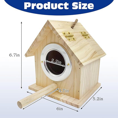 Tfwadmx Wooden Bird House Hanging Birdhouse for Outside Wooden Nests Box Garden Patio DIY Decorative for Wren Swallow Sparrow Hummingbird Finch Throstle (M)