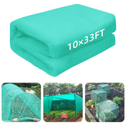 10 x 33FT Garden Mesh Netting, Ultra Fine Mesh Protection Netting Plant Covers Greenhouse Row Cover Raised Bed Screen Barrier Net for Vegetable Fruits Flowers Trees Crops, Green