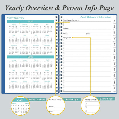 2025-2026 Appointment Book & Planner - A5 Daily Hourly Planner from July 2025 - June 2026, Weekly Appointment Book with 30-Minute Interval, Medium 6.4" x 8.5", Blue