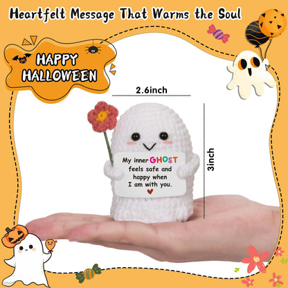 Frabaca Unique Birthday Gift for Women Bestie Friends – Handmade Crochet Ghost Ornament –Spooky Cute Friendship Keepsake for Halloween Christmas Stocking Stuffer Valentine Easter Basket