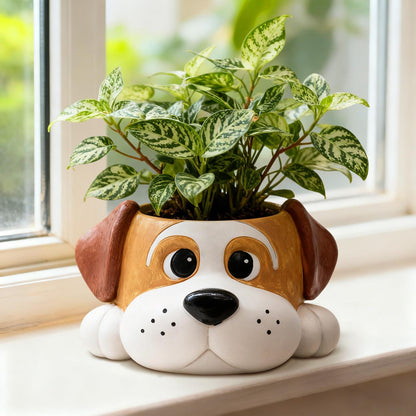 Toparad Dog Resin Planter Pot - Funny Animal Plant Pots for Home Office Decor, Cute Flower Pot with Drainage Hole for Indoor Outdoor Plants, Unique Succulent Pots Gift IdeaI for Plant Lovers