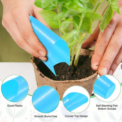 M METERXITY 18-Pack Bonsai Soil Scoops, Plastic Garden Soil Scoops Bucket Shovel Potting Scoopers for Transplanting/Flower Planting/Plant Succulent, Colorful Small Gardening Tools [Multicolor]
