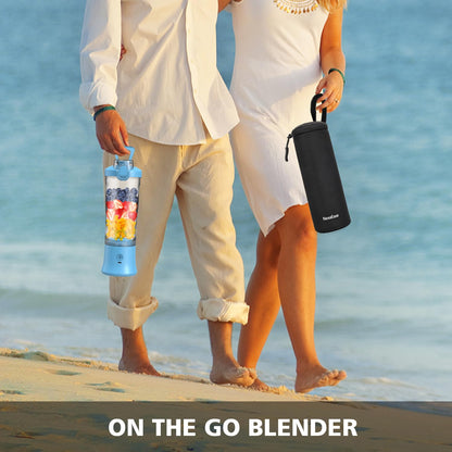 Portable Blender for Shakes and Smoothies- Personal Juicer 20 OZ Electric Protein Shaker Bottle with Insulated Sleeve, USB-C Rechargeable,Travel Lid-Small Blender Cup for Kitchen, Office, Gym,Travel
