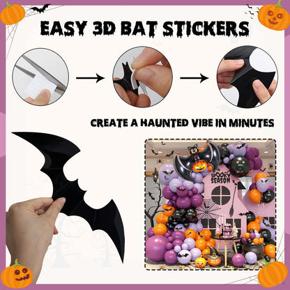 Halloween Balloon Arch Garland, Pink Purple Balloons with Star Cute Ghost Boo Foil Balloon, Metallic Purple Pink Black Latex Balloons Bat Stickers for Kids Girls Birthday Halloween Party Decorations