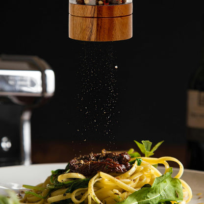 Salt and Pepper Grinder Set,Manual Salt Pepper Mills Grinders for Kitchen,Refillable and Adjustable Wooden Shakers for Pepper Salt Spices