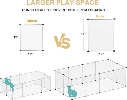 Pet Playpen,Puppy Playpen Transparent Small Animals Playpen, Pet Fence Yard Fence for Puppy,Bunny,Guinea Pigs,Ferrets,Mice,Hamsters,Hedgehogs,Turtles