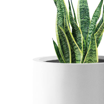 Kante 12.6" Dia Round Concrete Planter, Modern Style Large Cylindrical Plant Pot with Drainage Hole and Rubber Plug for Indoor Outdoor Patio, Pure White