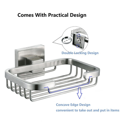 SEIDO Soap Dish for Shower Wall, 304 Stainless Steel Bar Soap Holder for Bathroom & Kitchen, Brushed Nickel Soap Saver Tray for Shower, 4.8" L x 3.2" W Internal