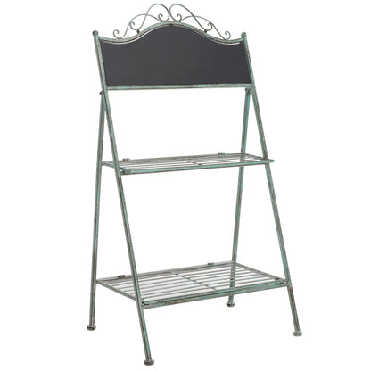 SAFAVIEH Outdoor Collection Natum Victorian Antique Dark Green Wrought Iron Plant Stand