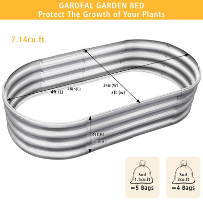 Gardeal Garden Galvanized Raised Garden Bed Kit - Metal Planter Box for Vegetables/Herbs/Flowers, Heavy-Duty Steel Outdoor Planter with Reinforced Edges (4x2x1 FT)