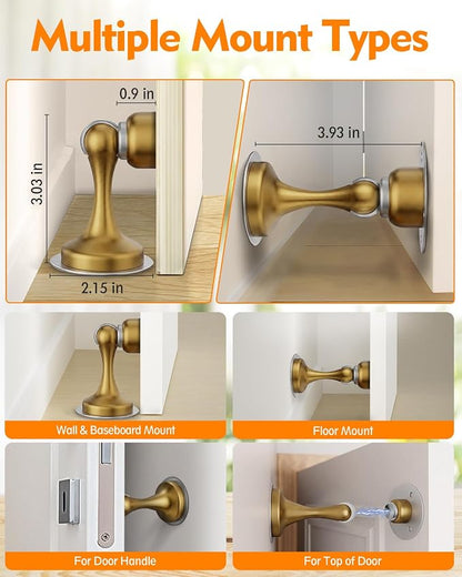 Door Stoppers Magnetic Door Catch, Stainless Steel Magnetic Door Stop 1 Pack, Double-Sided Adhesive Tape, No Drilling, Screws for Stronger Mount, Holder Your Door Open for Wide Doors