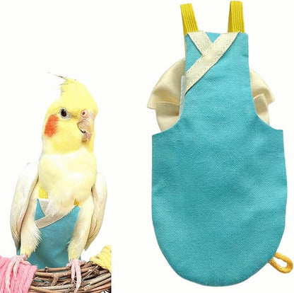 Bird Flight Suits Diapers, Parrot Flight Suits Diapers for Quaker Parakeets Cockatiels Conures Macaw African Grey, Bird Diaper, Parrot Clothes (Blue,XL)