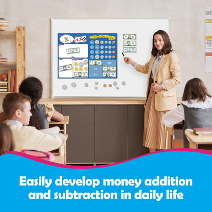 Kasfalci 73 PCS Magnetic Money for Kids for Learning, Math Manipulatives, Learning & Education Toys for Classroom, Pretend Play, Math Games for Toddler, Teacher and Homeschool Supplies