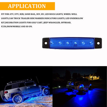 PSEQT 10 Pcs LED Rock Strip Lights Car Exterior Underglow Wheel Fender Well Lighting Kits Waterproof for Golf Cart Wrangler Offroad Truck RV UTV ATV Snowmobile (Blue)