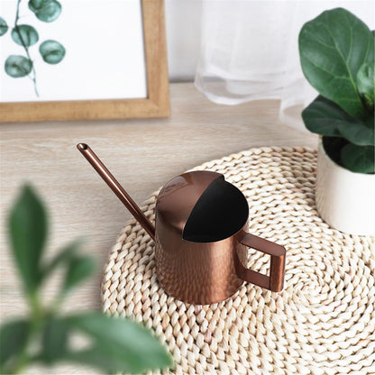 Watering Can for Indoor Plants, Small Watering Cans Sprinkling Pot for Greenhouse Garden Flower Plants, Stainless Steel Long Spout Water Can for Outdoor Watering Plants, 300ML/0.08 Gallon (Copper)