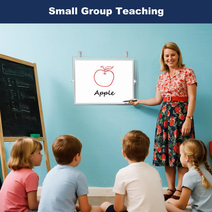 TSJ OFFICE Small White Board - 12 X 16 Inches Small Magnetic Dry Erase Board with Hooks for Wall, Desktop Whiteboard Stand 360 Degrees Revolving Double Sided for Office, Home, School, Silver