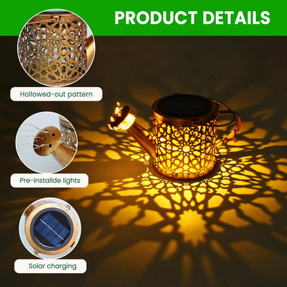 2 Pack Solar Watering Can, Metal Solar Lights Outdoor Waterproof, Hanging Lantern Decoration for Yard Outside Patio Lawn, Gardening Gifts for Women Mom Grandma