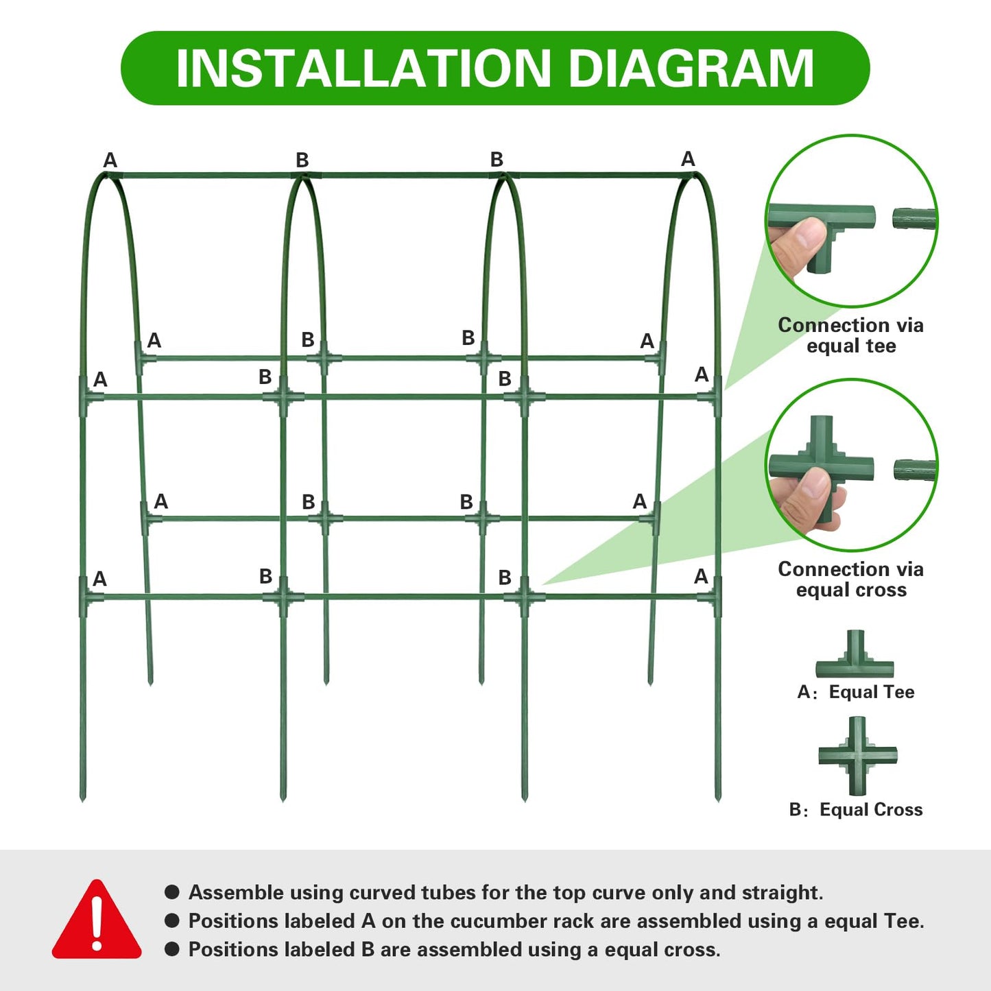 TOCCYARD Cucumber Trellis for Raised Bed, U-Shape Garden Trellis for Climbing Plants Outdoor, Metal Arch Trellis for Vegetables, Plant Support for Tomato, Pea, Zucchini, Squash