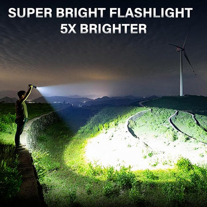 AKNEAR Rechargeable LED Flashlight High Lumens, Super Bright Flashlights with Zoomable & USB C Rechargeable & 5 Light Mode & IPX7 Waterproof, Powerful Flash Light for Home, Hiking, Camping
