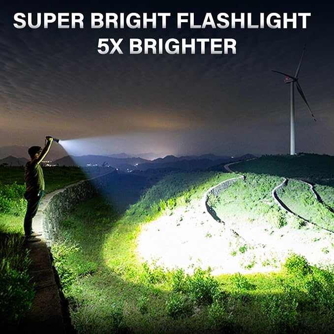 AKNEAR Rechargeable LED Flashlight High Lumens, Super Bright Flashlights with Zoomable & USB C Rechargeable & 5 Light Mode & Waterproof, Powerful Flash Light for Home, Hiking (Digital Display, 3 Pack)