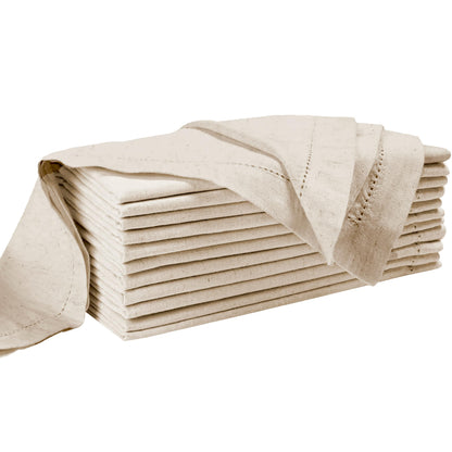 Flax Linen Napkins Set of 12-18x18 Inch Reusable Cloth Dinner Napkins - Natural Color Table Napkin for Dining, Wedding, Parties, Mothers Day, & Everyday Use - Soft, Durable, Eco-Friendly Fabric