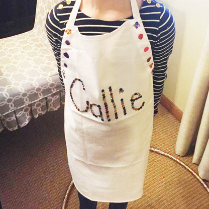 Novelty Place Kid's Apron with Chef Hat Set (3 Set) - Skin-friendly Children’s Bib with Pocket - Cooking, Baking, Painting, Training Wear - Kid's Size (6-12 Year, White)