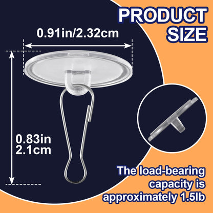 Mxxipp 100 Pack Self-Adhesive Ceiling Hooks for Hanging, Sticky Transparent Discs with Metal Hooks, No-Drill Wall Hanger for Christams Wedding Birthday Party Decorations