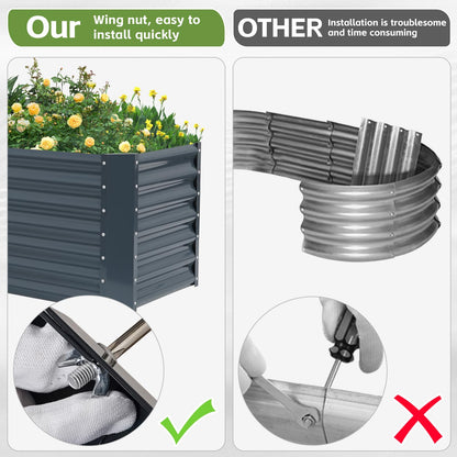 GoCampDirect 4x2x1.86ft Raised Garden Bed - Galvanized Deep Root Planter Boxes Outdoor with Wing Nuts and Safety Edges for Gardening Vegetables, Flowers, Herbs, Succulents - Gray