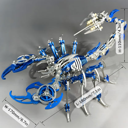 3D Metal Scorpion Puzzles for Adults: 3-D Puzzles Metal Model Kits to Build DIY Assembly Mechanical Puzzle Building Block Toys with Tool Brain Teaser Craft for Home Decor (Metal Scorpion-Blue)