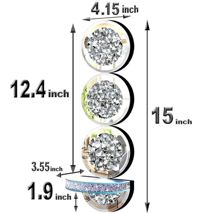 ZOLAPI Set of 2 Crystal Crush Diamond Candle Sconces, Gorgeous Silver Mirrored Wall Sconce, Round Candle Holder Glass Wall Decorations for Home Décor, Living Room, Dining Room.