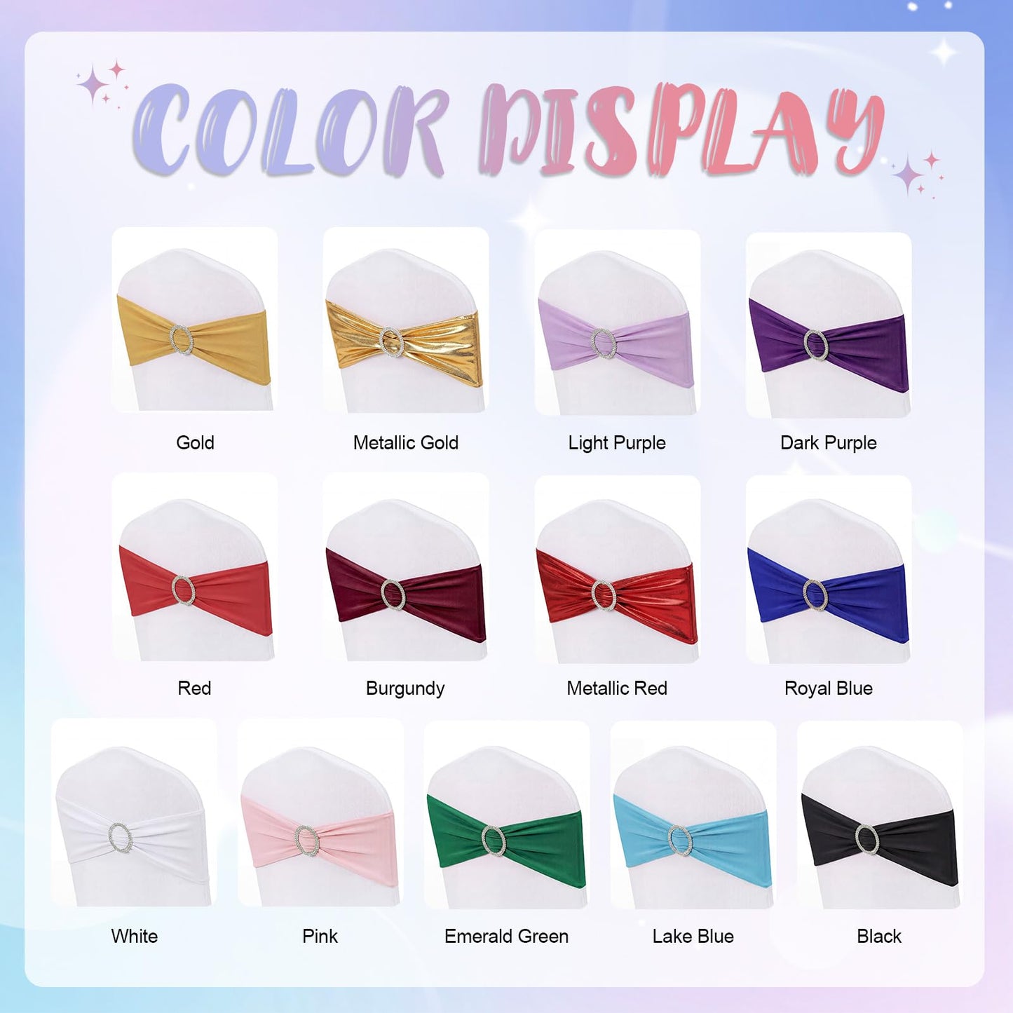 MehelloFeather Spandex Chair Sashes 20Pcs Chair Bows for Weddings Parties Holiday Celebrations and Event Decorations(Glod)