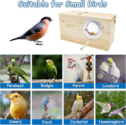 BNOSDM Parakeet Nesting Box Transparent Bird Nest Breeding Box with Perch (M)
