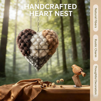 2026 New Handmade Alpaca Fiber Bird Nesting Heart,Refillable Alpaca Bird Nesting Material,Nesting Material for Wild Birds and Hummingbirds for Fowl Gifts Animal Hummingbirds Lovers (2pcs)