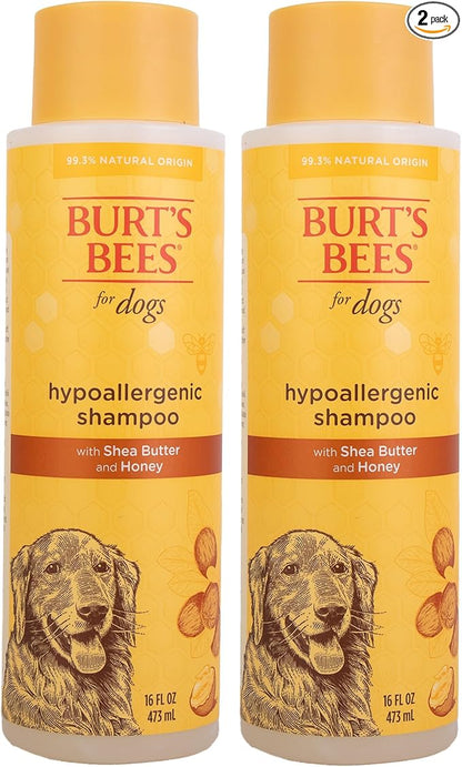 Burt's Bees for Pets Hypoallergenic Dog Shampoo with Shea Butter and Honey, Gentle Fragrance Free Shampoo for Sensitive Dogs with 95% Natural Origin Skin and Coat Formula, 16 Fl Oz - 2 Pack