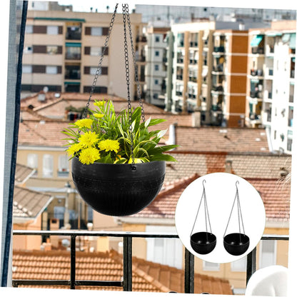 Homoyoyo Hanging Planters 2pcs Self Watering Green Pothos Plant Pot Plastic Chain for Indoor Plants Dec