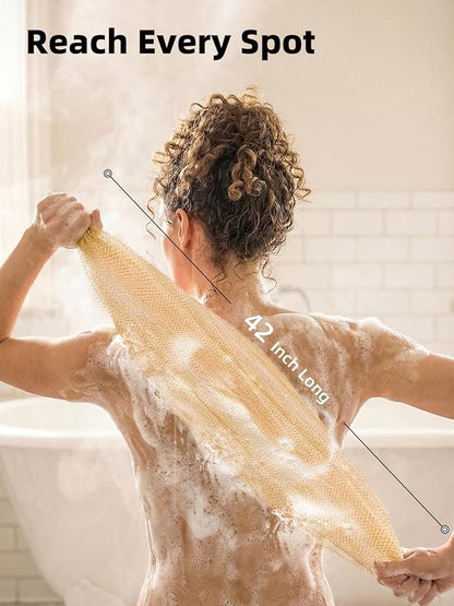 Cleangor 3Pcs African Net Sponge Authentic with Knots - Exfoliating Body | Scrubber for All Skin Types, African Bath Sponge, Wash Cloth, Gentle Exfoliation Shower Rag for Women Daily Use