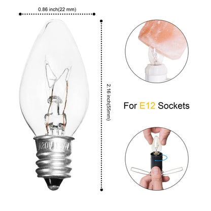 Venforze 2 Packs Himalayan Salt Lamp Cord Replacement with Dimmer Switch and 6 Packs E12 Halogen Salt Lamp Bulbs (5 Feet Cord & Fixed Butterfly Clip)
