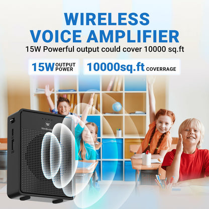 Voice Amplifier Wireless Microphone Headset, Original Sound Ultra Portable Microphone and Speaker, 15W Megaphone Speaker with Bluetooth Mic, Personal PA System for Teachers Classroom Tour Guide B002