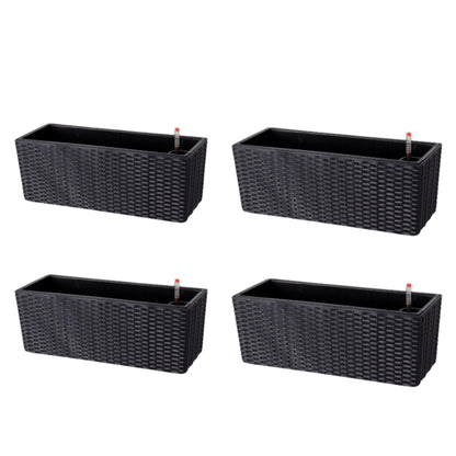 LaLaGreen Outdoor Wall Planters (20 Inch, 4 Pack) Wall Mounted Self Watering System Window Flower Boxes with Bracket, White Rectangular Plant Pot Container Indoor Modern Garden Herb Kitchen Home Decor