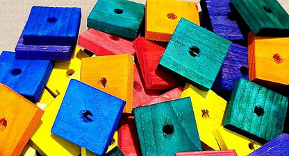 Wood Wooden 50 Slim Blocks Bird Parrot Cage Toys Parts for Quaker Amazon Love Birds