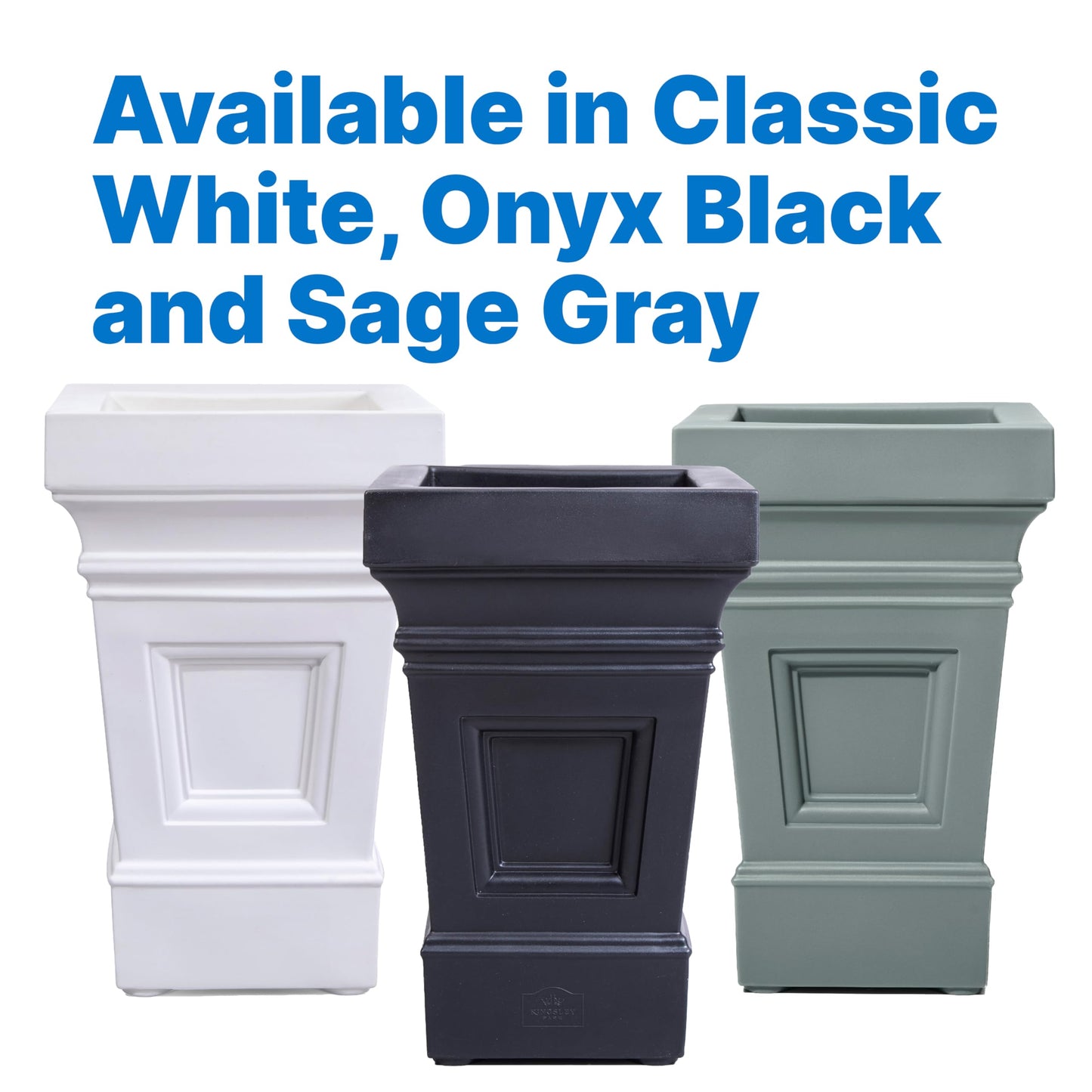 Step2 Atherton Square Planter, Large Planters for Outdoor Plants, Gardening and Flower Pot for Patio or Porch, Efficient Drainage, Durable Plastic, Onyx Black
