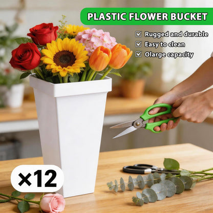 SXJHOPK Flower Display Stand with 12 Buckets, 3-Tier Rolling Plant Stand with Locking Wheels - Heavy Duty Metal Flower Cart for Indoor/Outdoor Use, Wedding Decor & Florist Displays